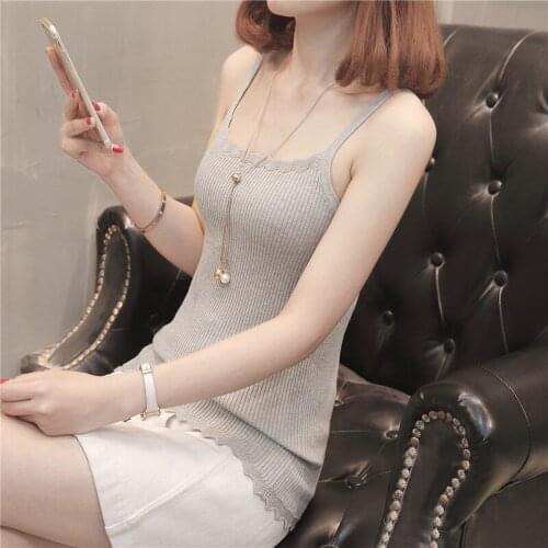 Vest Suspender waistcoat for summer 2021 new style undershirt short sexy self-cultivation knitted bottom jacket for overwear