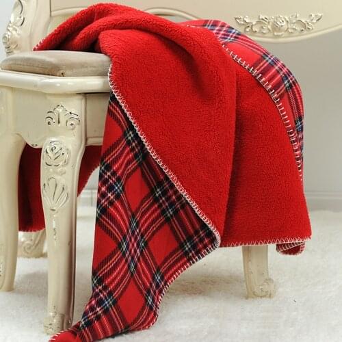 Winter Warm Wool Plaid Bed Sofa Blankets Vintage Sheep Velvet Throw Blanket Flannel Scottish Grid Plush Blanket