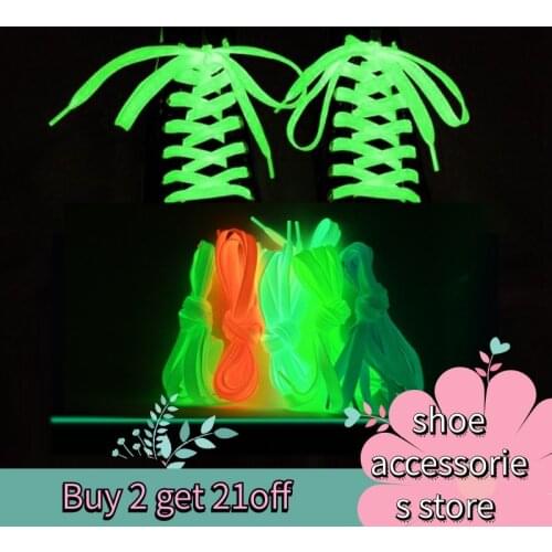 Off White1 Pair of Luminous Shoelaces Flat Sneakers Canvas Shoelaces Glow In The Dark Night Fluorescent Night Run Glow Shoelaces
