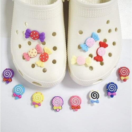1pc Cartoon Candy PVC Shoe Charms Accessories DIY Croc JIBZ Garden Shoe Buckles Sandals Decoration Kids Party Gifts