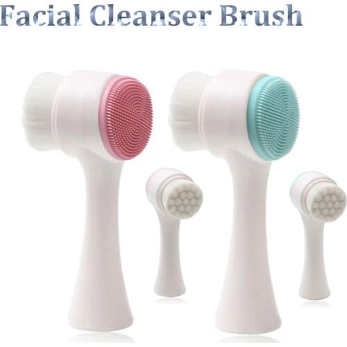 1pcs Silicone Facial Cleansing Brushes Double-sided Facial Cleanser Pore Cleanser Exfoliator Face Scrub Washing Brush Skin Care
