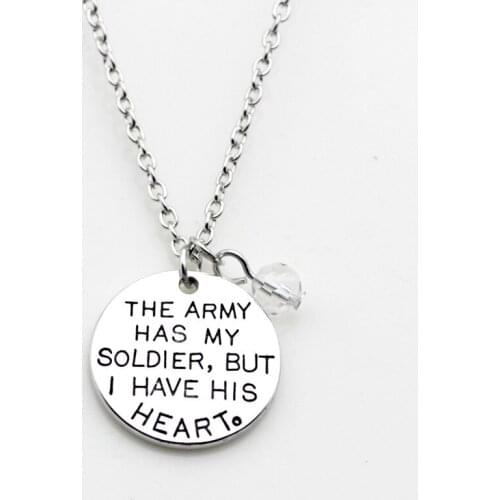 10PCS Lettering Pendant THE ARMY HAS MY SOLDIER,BUT I HAVE HIS HEART Charm Inspirational Letter Necklace Jewelry