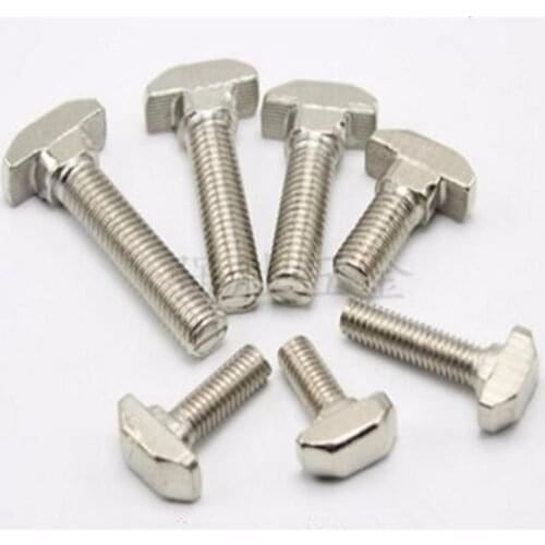20pcs 4040 Series M8 Hammer Head T Bolt Screw Nickel Plated For 4040 Aluminum Profile T-slot M8*16/20/25/30/35/40mm