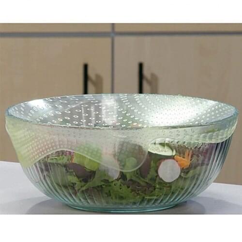 4pcs/set RETAIL BOX pack Food Fresh Keeping Wrap cover Tools accessory Reusable Silicone Food Wraps Seal Cover Lid Stretch