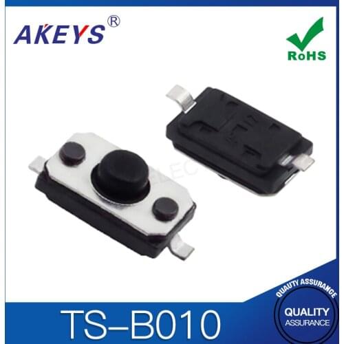 50PCS TS-B010 3.8*6 Tact switch SMD/SMT 2 pin copper black head mini touch switch
