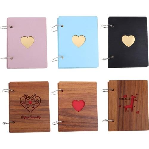 6 inch 16 Pages Kraft Paper Wooden Cover Scrapbook Photo Album Display Guest Book Craft for Wedding Valentines Day Memorial