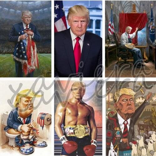Xaviera Trump Diamond Painting American President Funny Cartoon Full Square Drill Embroidery Mosaic Cross Stitch Home Decoration