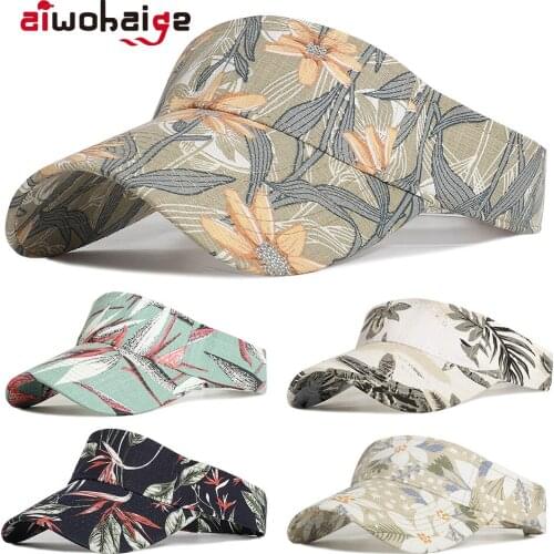 New Summer Unisex Couples Empty Top Baseball Cap Floral Print Casual Sun Hat Visor Hat Spring Autumn Adjustable Beach Shades