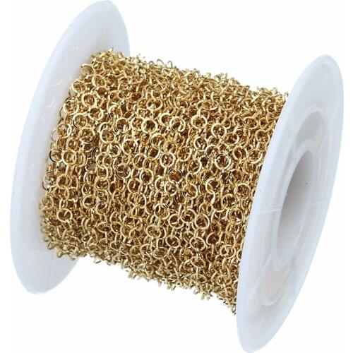 LOULEUR 10 Yard/Roll Width 3mm O Open Link Chains for Men Stainless Steel Necklace Chains Bulk For Necklace Jewelry Making