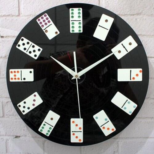 Dice Decorative Wall Clock Black Hanging Vinyl Record Clock Modern Design Poker Chip Interior Decor Unique Gifts