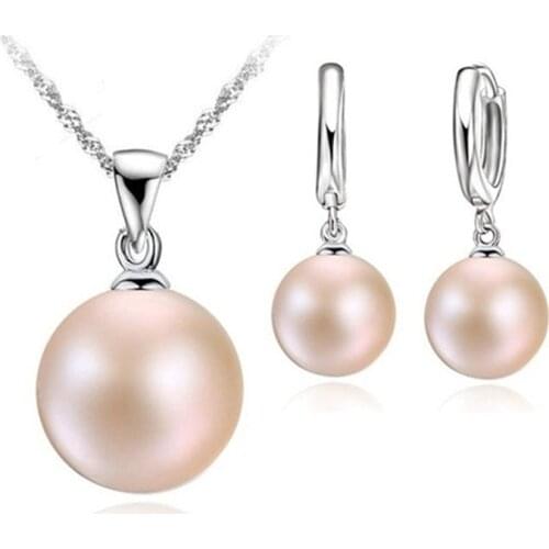 Delicate Pearl Jewelry Sets Drop Earrings Necklace Pendant Jewelry Women Wedding Appointment Party