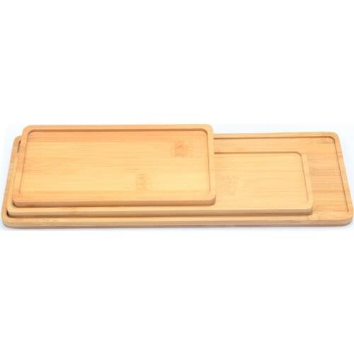 Wooden Bamboo Tray Rectangle Shape Bamboo Saucer Plant Tray Plant Flower Pot Stand Succulent Pot Tray Simple Design Home Decor