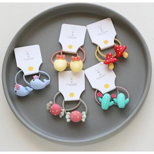 2PCS New Cute Mushroom Candy Cartoon Princess Headwear Kids Elastic Hair Bands Children Ropes Girls Accessories Baby Headdress