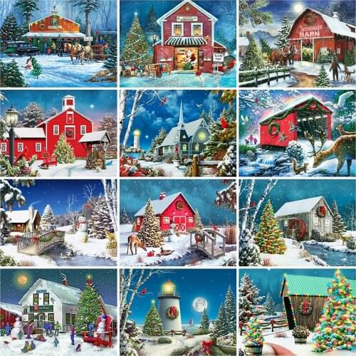 Evershine Diamond Painting House Scenery Cross Stitch Sale Full Square Round Diamond Embroidery Winter Mosaic New Arrival Gift