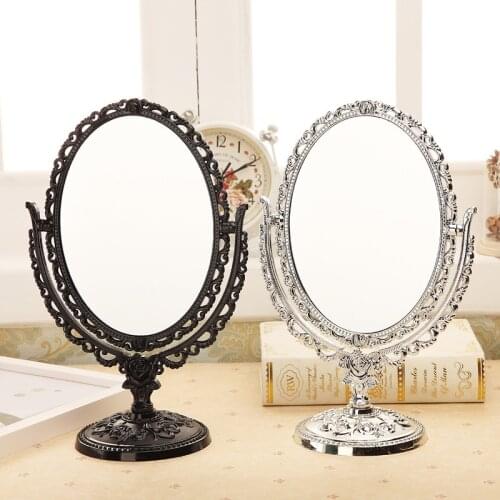 European creative retro desktop double-sided makeup mirror large plating mirror oval rotating desktop dressing mirror LX102923