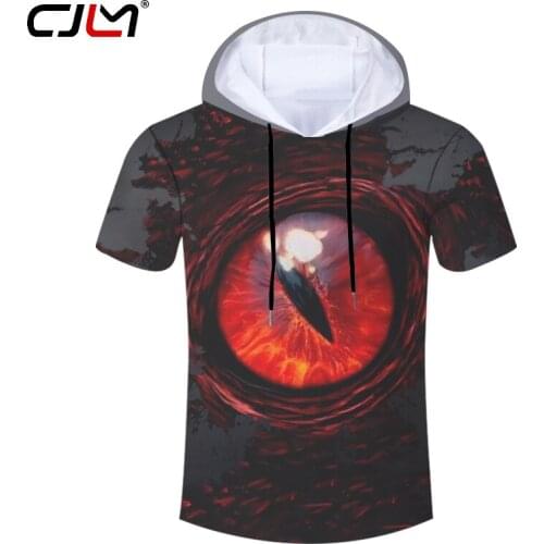 CJLM New Man Colorful Hooded Tshirt 3D Printed Personality T-shirt Red Eyes Terror Mens Tee Shirt Pullover Hot Sale Wholesale