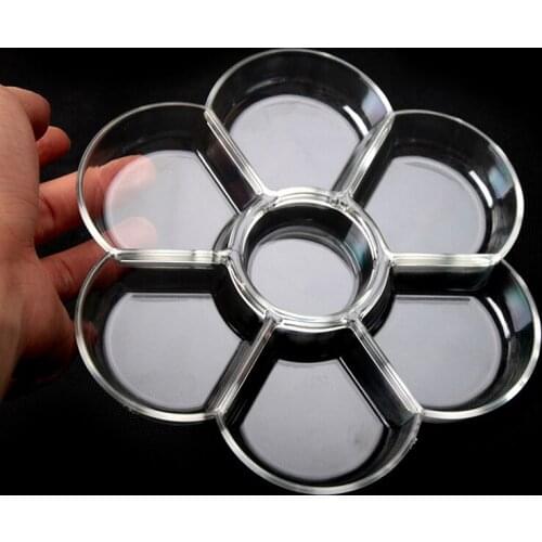 Plum Blossom Shape Drawing Tool Plastic 7 Holes Multi-function Transparent White Painting Palette Artist Accessories