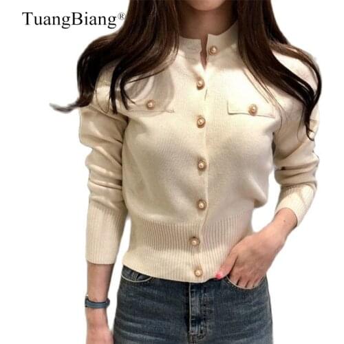 Autumn Retro Women Single Breasted Cardigan 2021 Long Sleeve Beautiful Buttons Knit Jumpers Clothes Spring Loose Short Sweaters