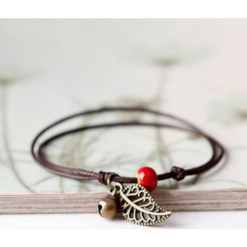 China Ceramic Beaded Bracelet Anklet Couple Friends Bohemian Retro First Leaf Wholesale Drop Buy