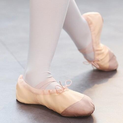 USHINE Leather Head Yoga Slippers Gym Teacher Yoga Ballet Dance Shoes For Girls Women Ballet Shoes Canvas Kids Children