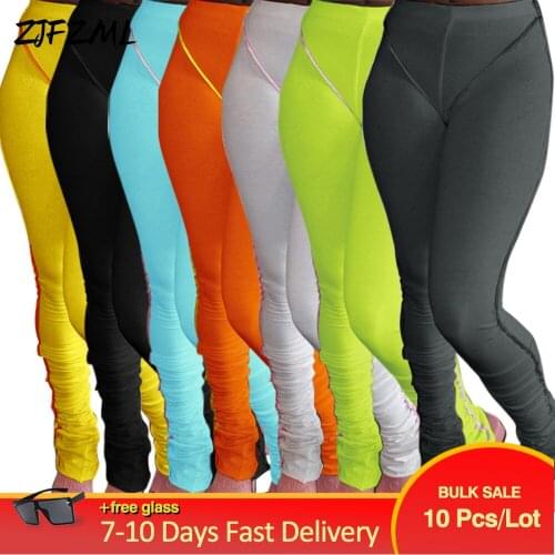 Bulk Items Wholesale Lots Womens Long Trouser Autumn Winter High Waist Hip Slender Skinny Pant Y2K Striped Spliced Sweatpant