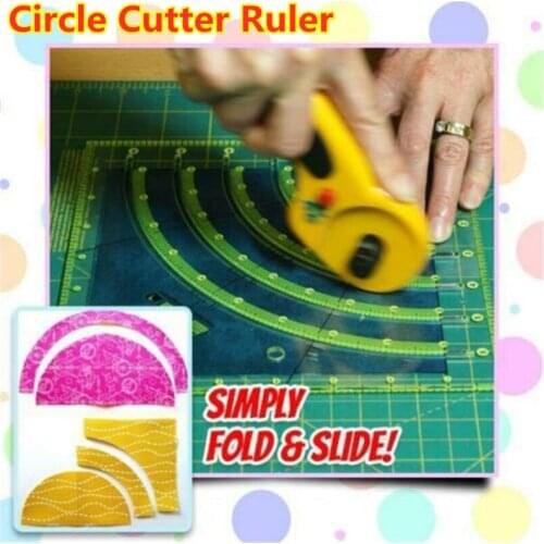 Handmade DIY Sewing Ruler Arcs and Fan Circle Acrylic Quilters Ruler with Double Colored Lines Cutter Ruler Sewing Tool