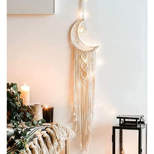 Hand-woven Macrame Wall Tapestry Nordic Home Decoration Moon Dream Catcher Creative Family Party Tapestry Boho Decor
