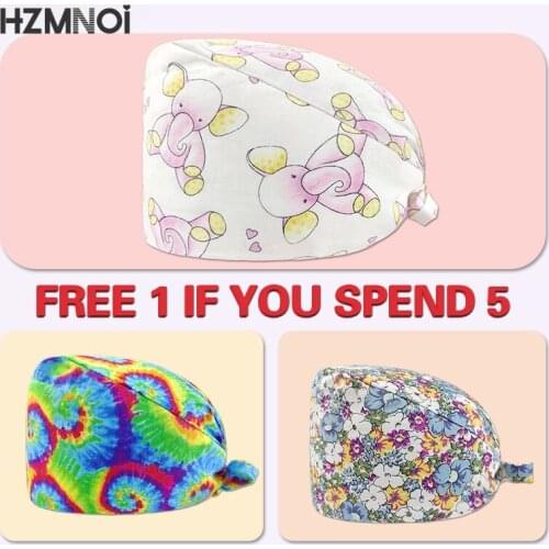 Cartoon Printing Women Operating Room Hats Dentist Working Cap Beauty Salon Scrubs Cap Nurse Hat Surgical Cap Nurse Accessories