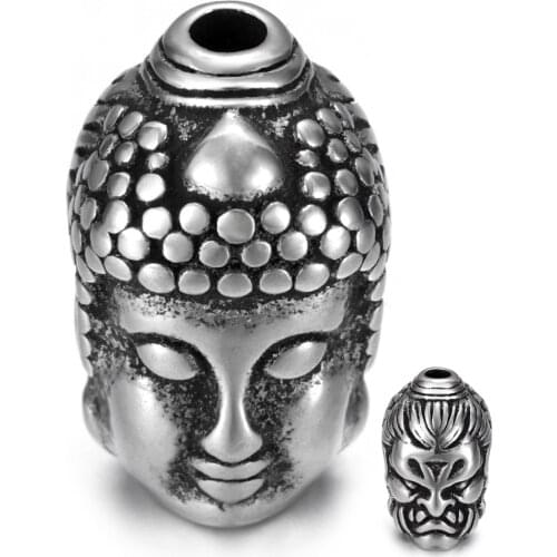 316L Stainless Steel Buddha Demon Bead Polished 2mm Hole Metal Spacer Beads Bracelet Charms for DIY Jewelry Making Accessories