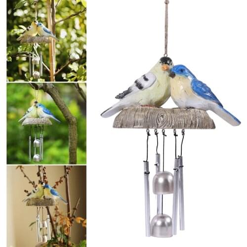 New Arrival Outdoor Wind Chime Hand Painted Resin Bird Hanging Ornament for Home Garden Courtyard Decoration