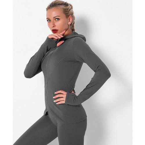 Autumn and winter solid color sexy sports zipper jacket yoga clothes women quick-drying running fitness long-sleeved top