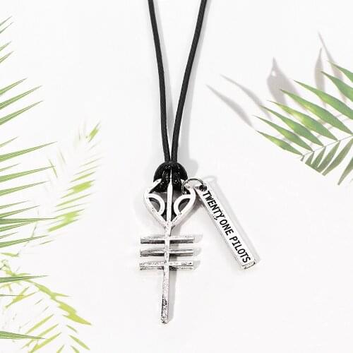 Punk 21 Twenty One Pilots Rock Band Skeleton Necklaces Pendant Cord BFF Best Friend Necklace for Men Women Music Hip Hop Jewelry