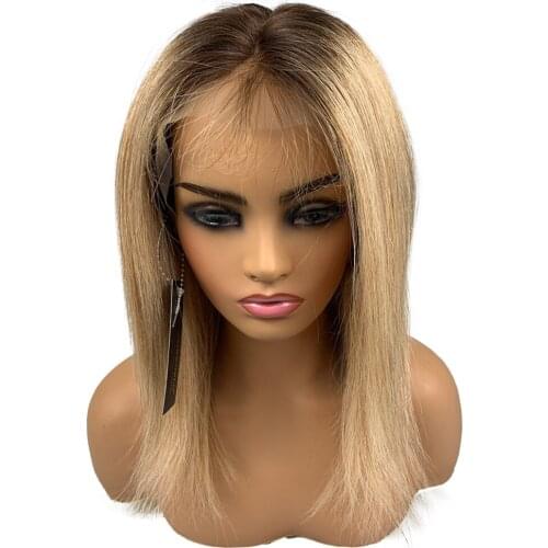 T4 27 Ombre Honey Blonde Lace Front Human Hair Wigs For Women Human Hair Wig Brazilian Remy Short Bob 13*4 Lace Front Wigs