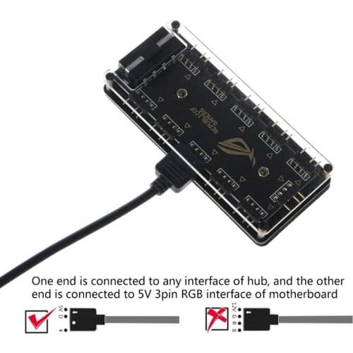 AURA SYNC 5V 3-pin RGB 10 Hub Splitter SATA Power 3pin ARGB Adapter Extension Cable for GIGABYTE MSI A SUS ASRock LED ABCD