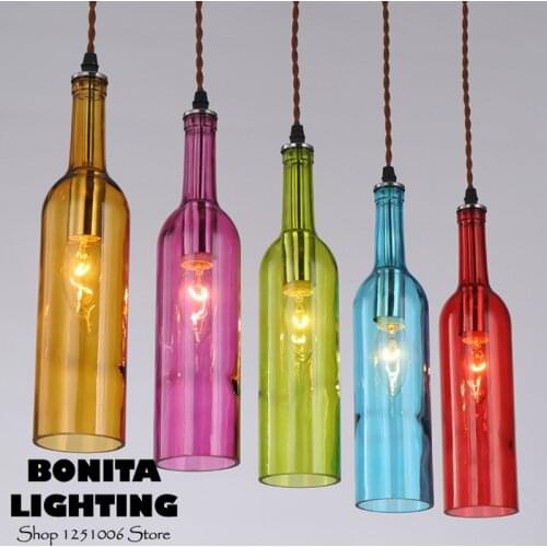 Nordic Simple pendant lighting for restaurants Clear Glass Bottle E14 pendant lights dinning room pendant lamps modern