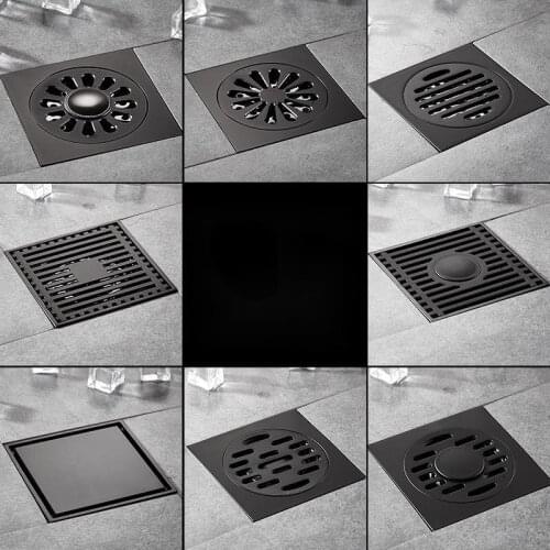 10cm Floor Black Drains Stainless Steel Square Shower Floor Drain Tile Insert Gold Drain Channel For Bathroom Kitchen Waste