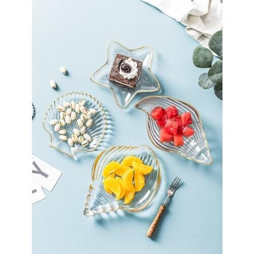 Phnom Penh conch shell glass plate household transparent fruit salad plate small dish