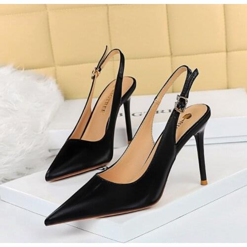 High-heeled shoes with shallow thin mouth pointed hollow out strappy sexy club after womens shoes