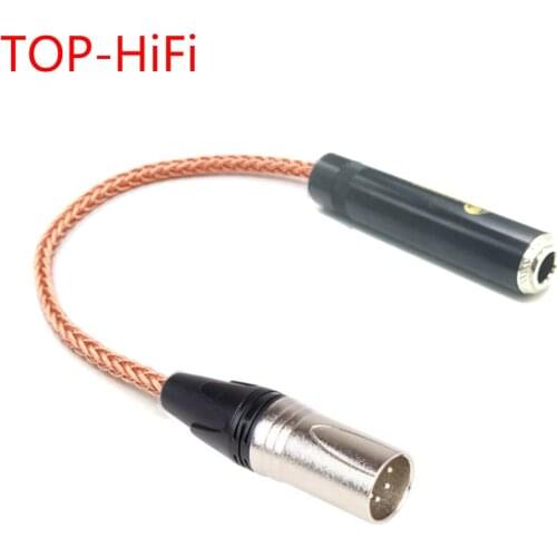 TOP-HiFi Single Crystal Copper 6.35mm TRS 3pin Female to 4pin XLR Balanced Male Audio Adapter Cable XLR to 1/4 6.35mm