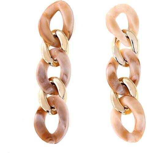 2021 New Arrival Direct Selling Vintage Women Brincos Pendientes Long Chain Multi-layer Acrylic Earrings Cross-border Geometric