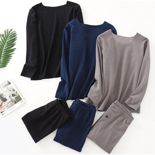 Winter Mens Large Size Warm Casual Wear Home Thickening Warm Pajama Set Long Sleeve Casual Wear Home Pajama Set pijama hombre