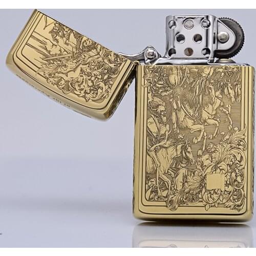 ZORRO Five Side Etching Narrow Machine "Four Horsemen Of The New Apocalypse" Pure Copper Kerosene Lighter