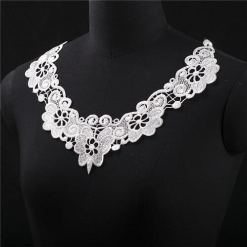 1Pc High Quality Motif Applique White/ black Neck Neckline Collar Flower Venise Lace Trims Craft 25x 21cm YL0030