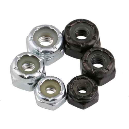 20Pcs UNC UNF Carbon Steel Zinc Plated Hex Nylon Insert Lock Nut Hexagon Self-locking Nuts Nylock Locknut 1/4 5/16 3/8 4#~10