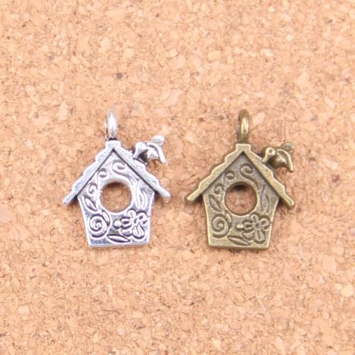 24pcs Charms cabin house 17x15mm Antique Pendants,Vintage Tibetan Silver Jewelry,DIY for bracelet necklace