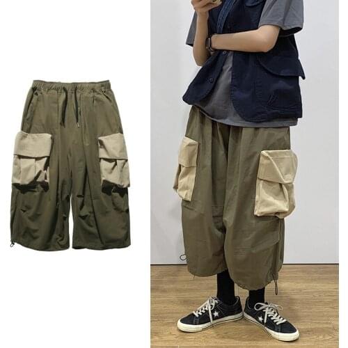 2020 Mens Streetwear Military Style Wide Leg Pants Cargo Baggy Gym Trousers Loose Casual Pants Hip Hop Jogger Sweatpants M-2XL