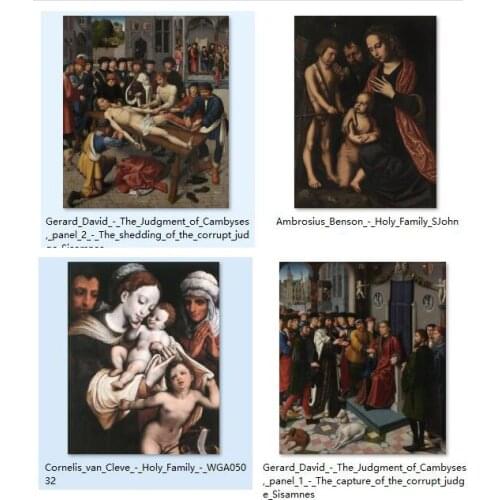 4pcs -GOOD quality-wholesale price- Belgium Groeninge museum Religious painting print art Holy Family The Judgment of Cambyses