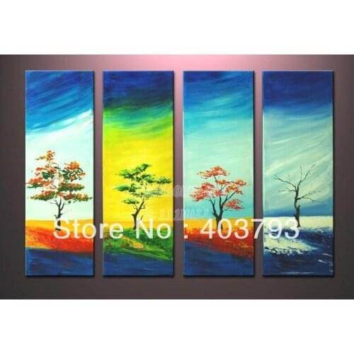 4pc modern Wall Art Oil Painting On Canvas abstrat painting art Four seasons chart no frame free shipping