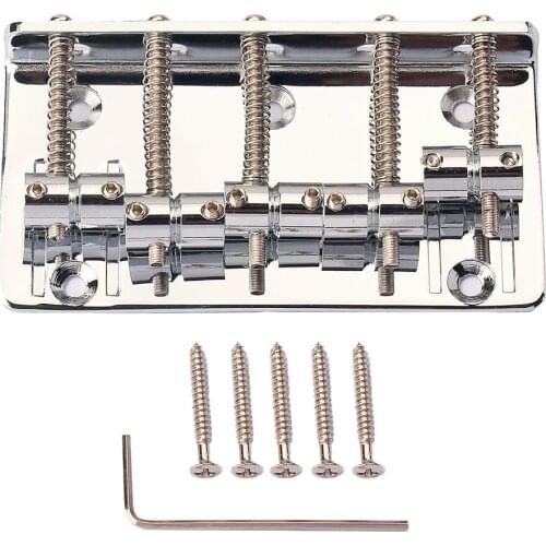 5-String Vintage Style Bass Guitar Bridge Assembly Bass Replacement with Mounting Wrench Screws