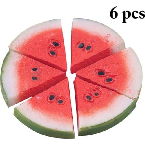 6pc Artificial Watermelon Slices Fake Fruits Artificial Fruit Lifelike Decorative Fruits For Party Kitchen Home Decor